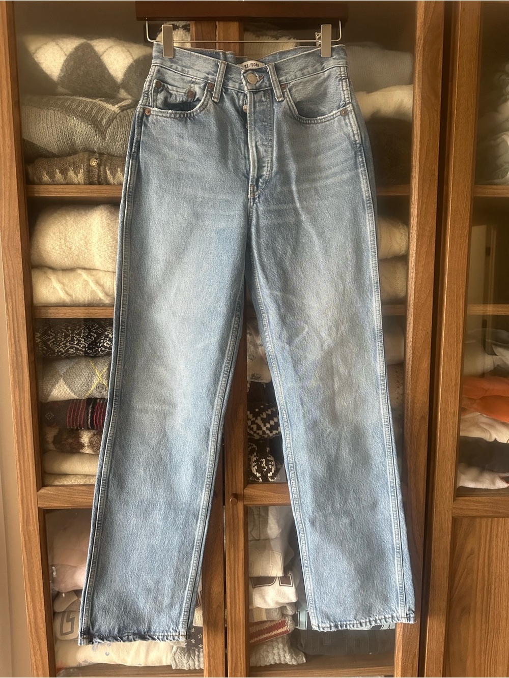 Re/Done Women's Light Blue Straight Leg Jeans